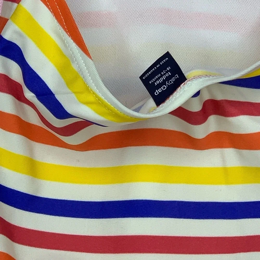 GAP Baby Rainbow Stripe One-Piece Swimsuit | 18–24M | Great Condition